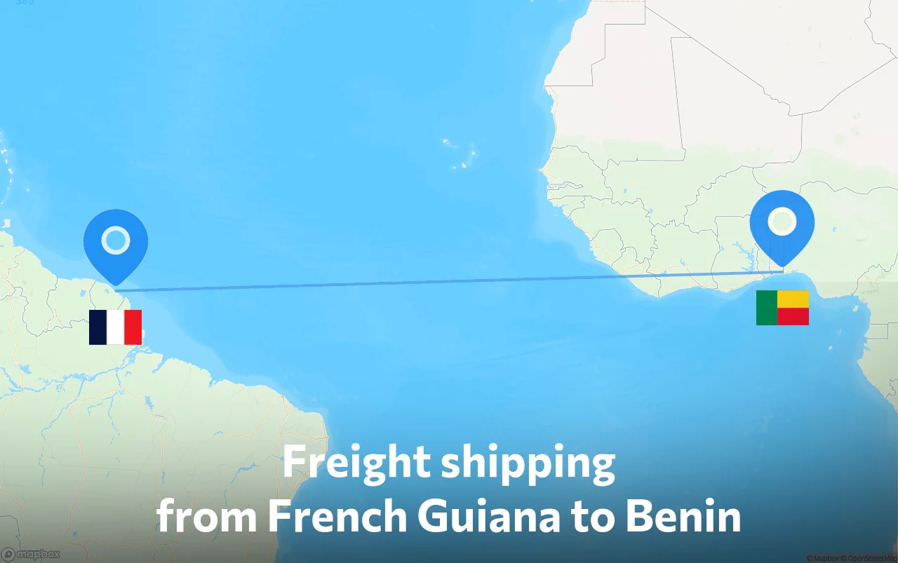 Shipping route from French Guiana to Benin