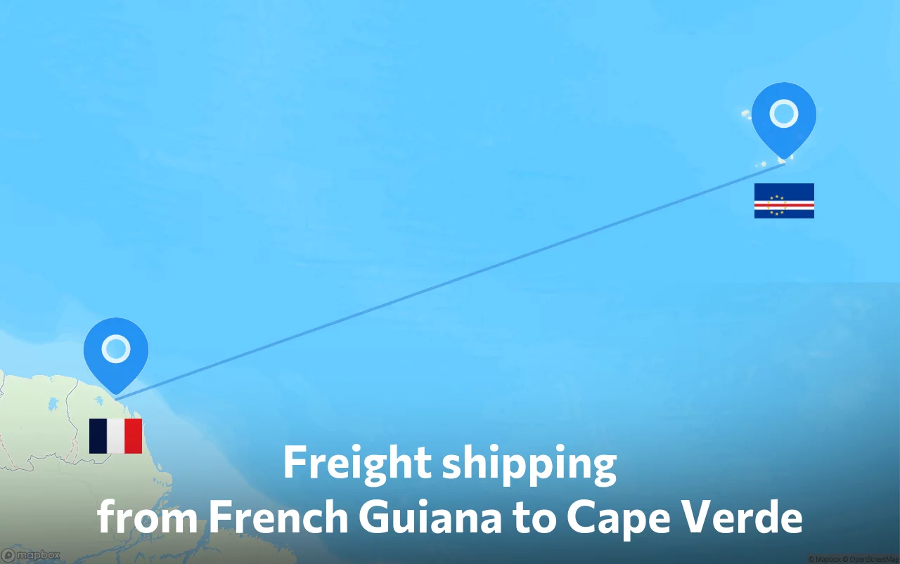 Shipping route from French Guiana to Cape Verde
