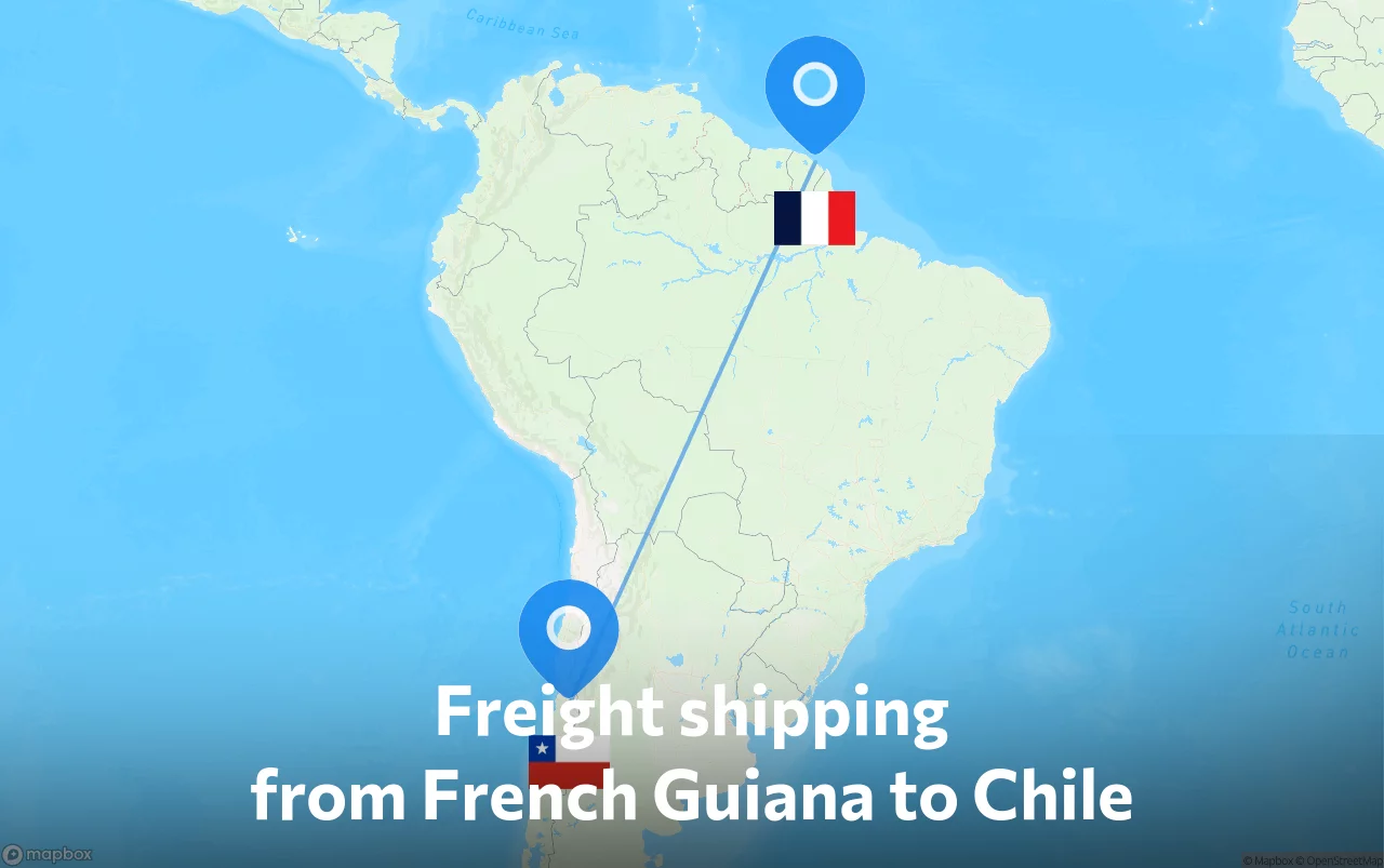 Shipping route from French Guiana to Chile