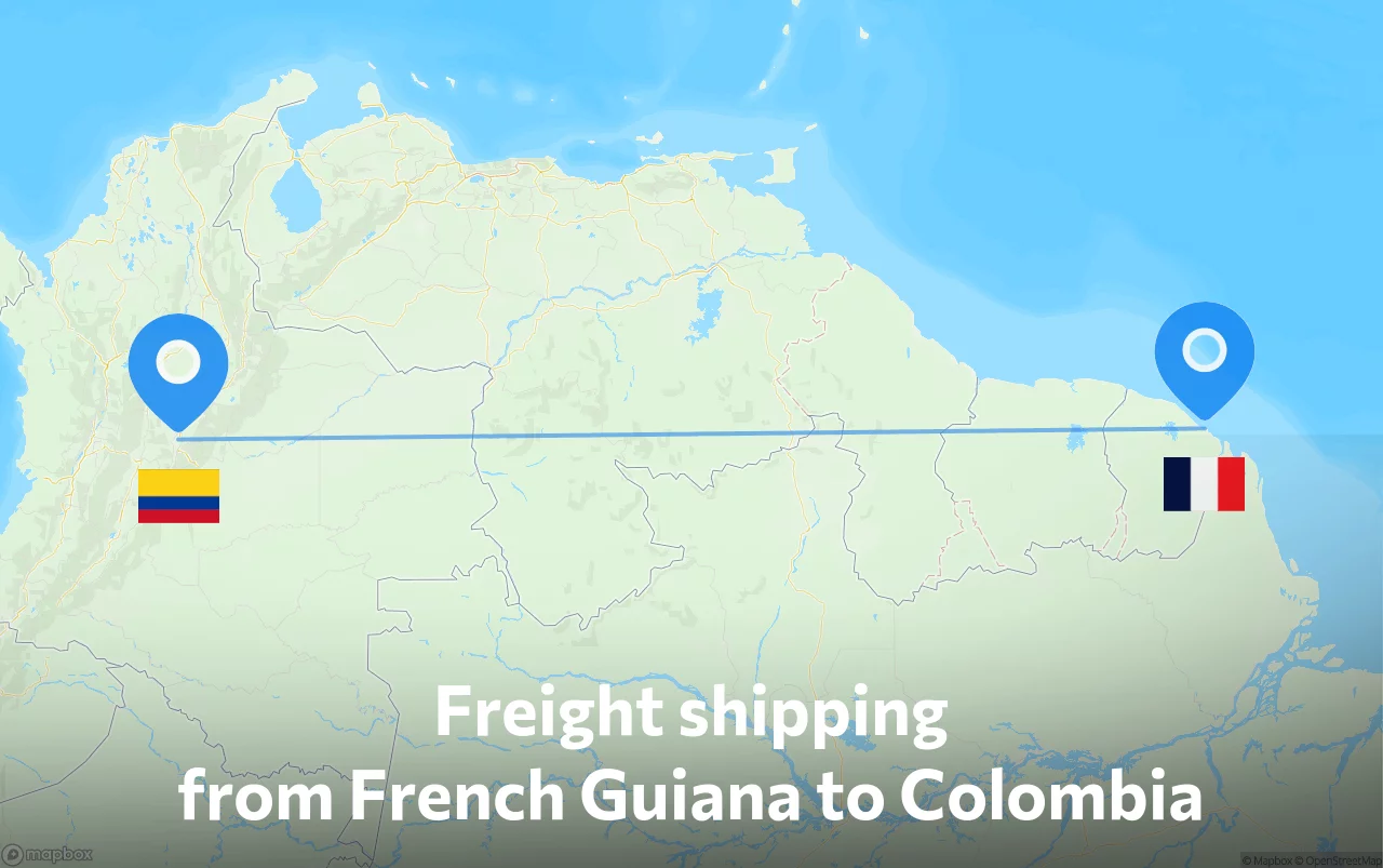Shipping route from French Guiana to Colombia