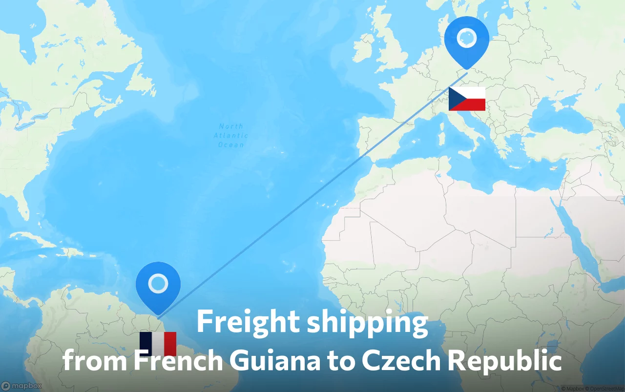 Shipping route from French Guiana to Czech Republic