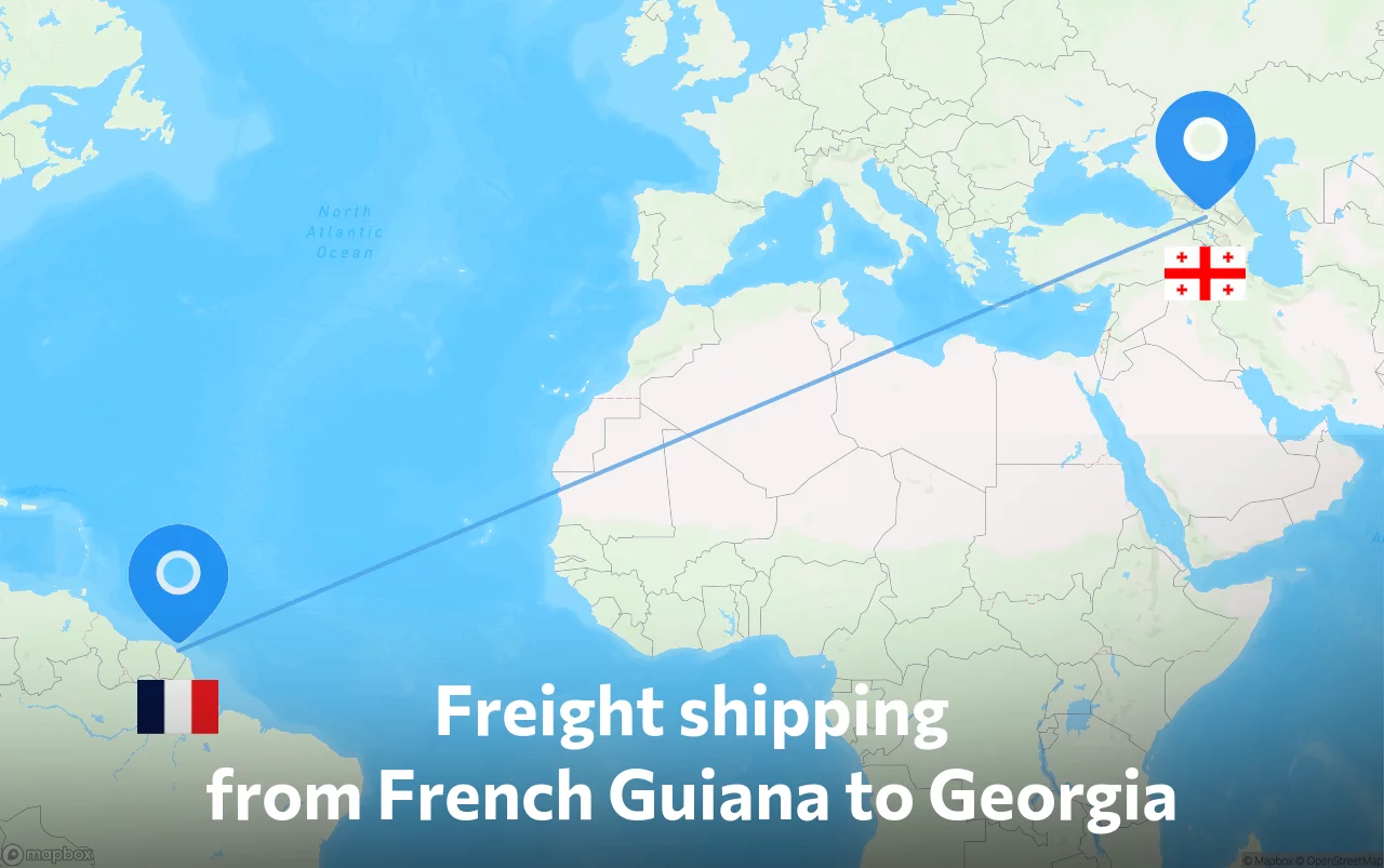 Shipping route from French Guiana to Georgia
