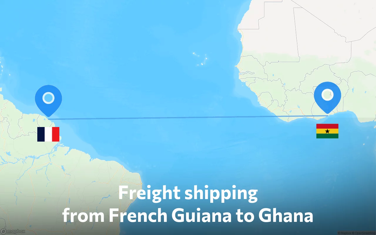 Shipping route from French Guiana to Ghana