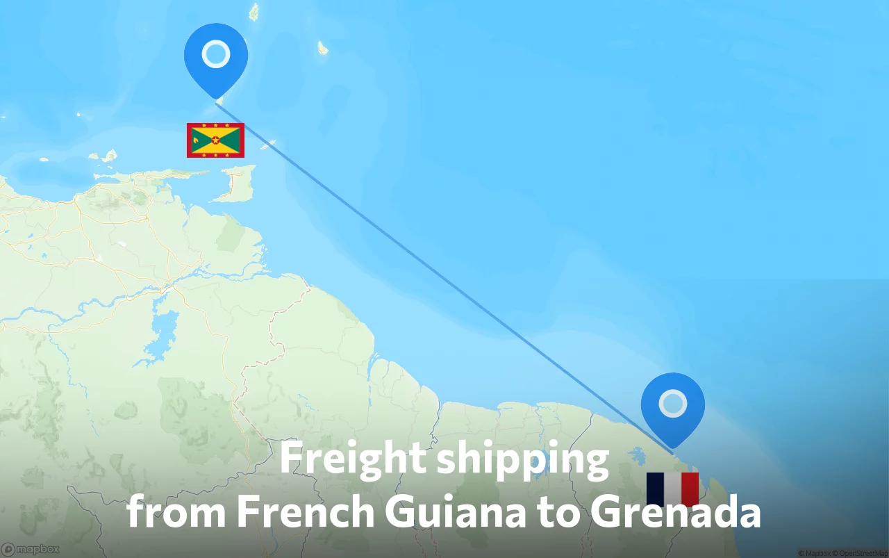 Shipping route from French Guiana to Grenada