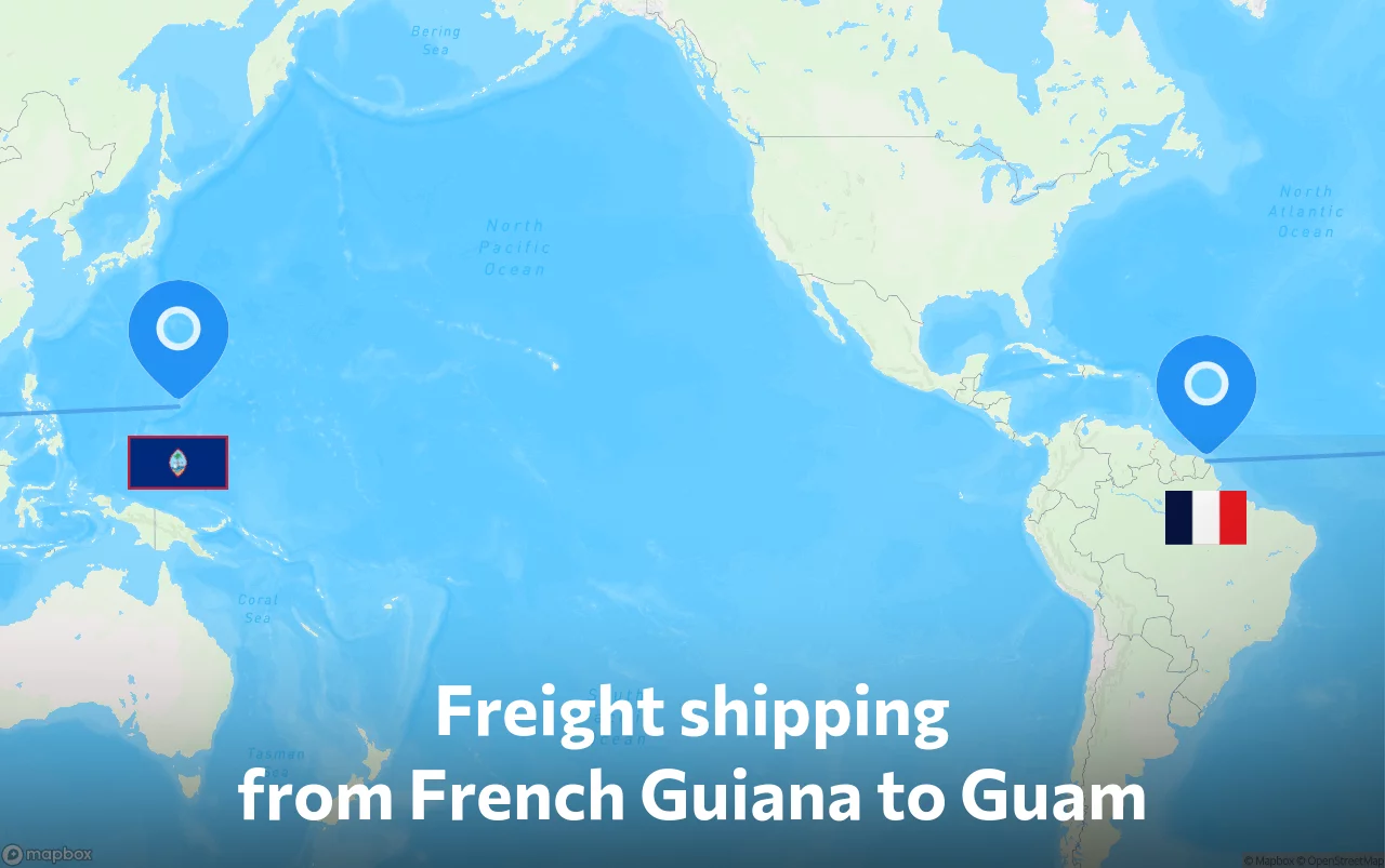Shipping route from French Guiana to Guam