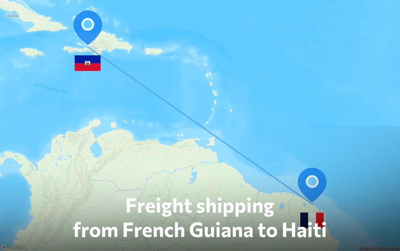 Shipping route from French Guiana to Haiti