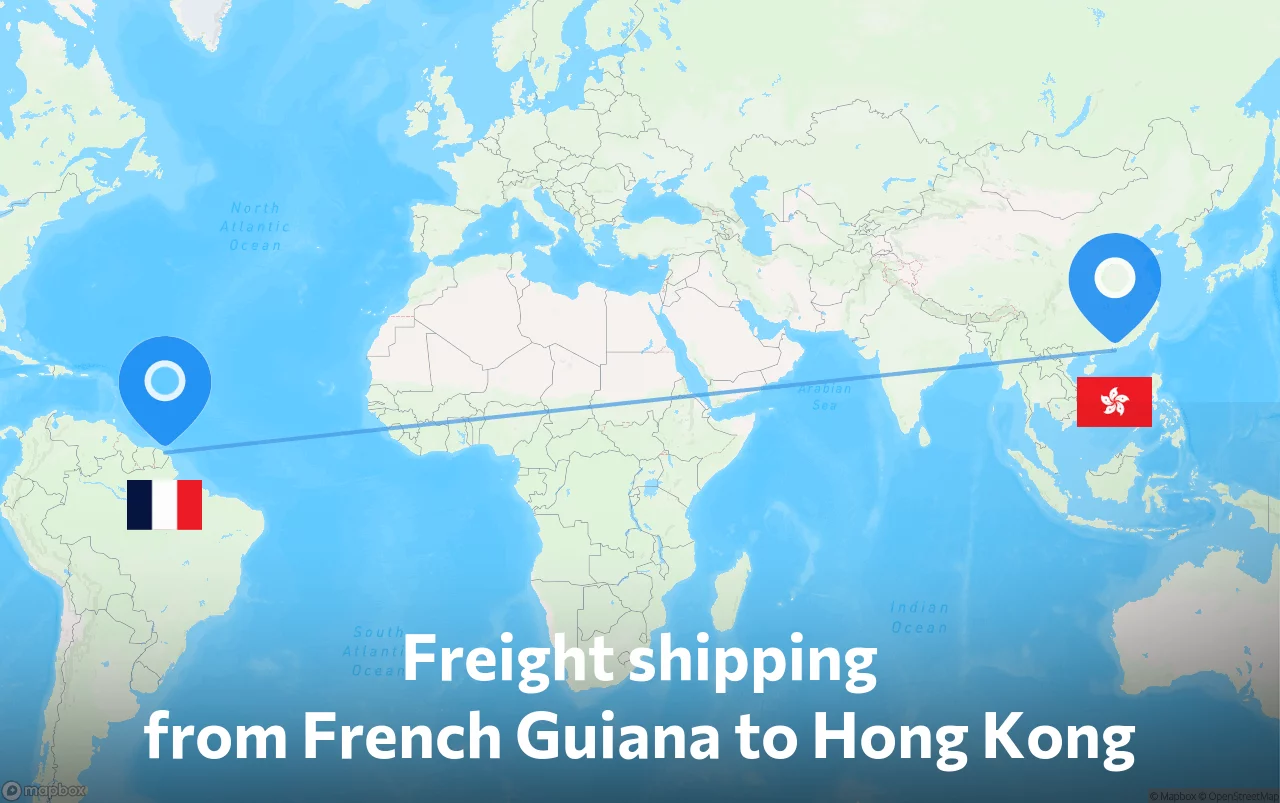 Shipping route from French Guiana to Hong Kong