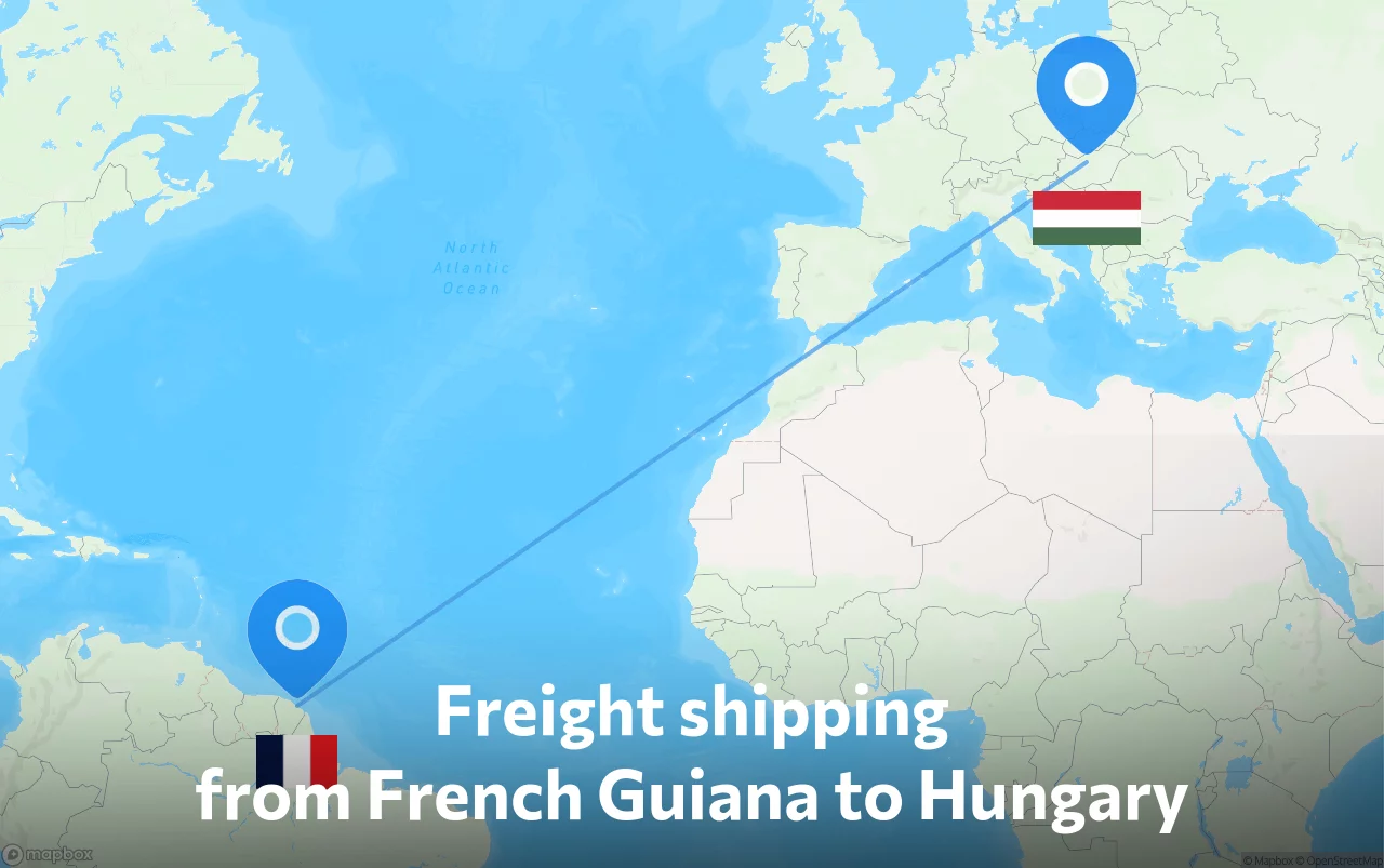 Shipping route from French Guiana to Hungary