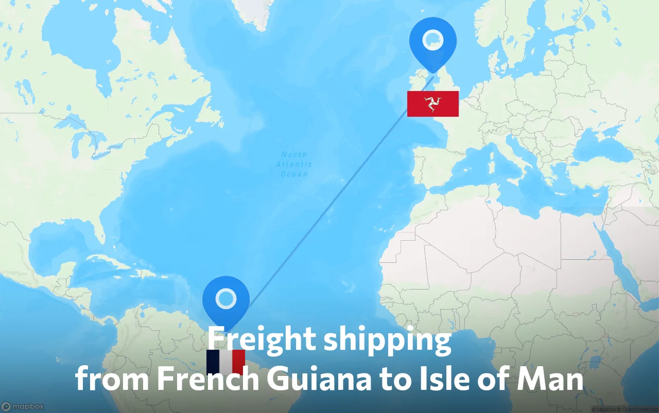 Shipping route from French Guiana to Isle of Man