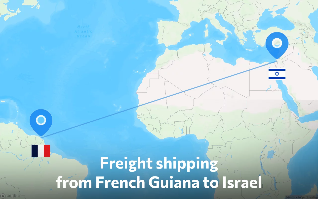 Shipping route from French Guiana to Israel