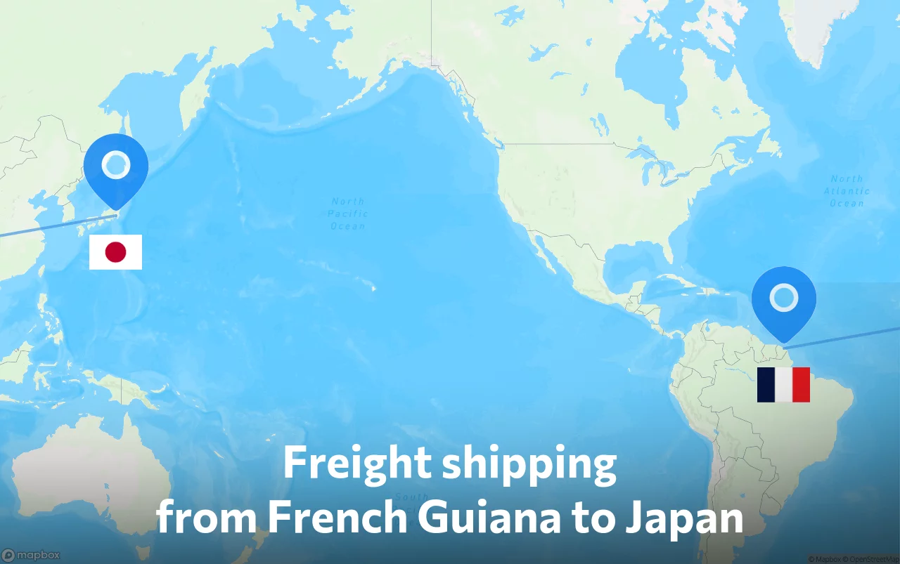 Shipping route from French Guiana to Japan