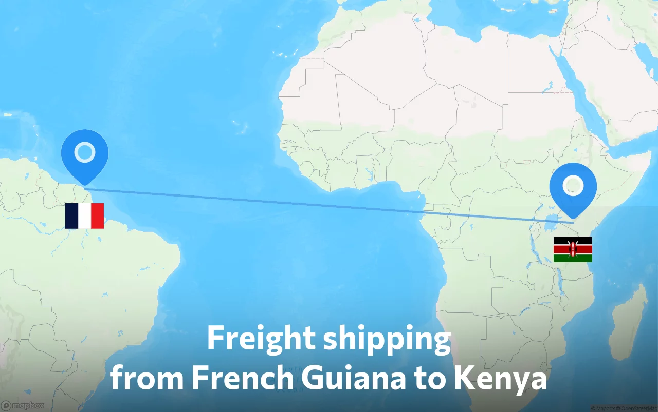 Shipping route from French Guiana to Kenya