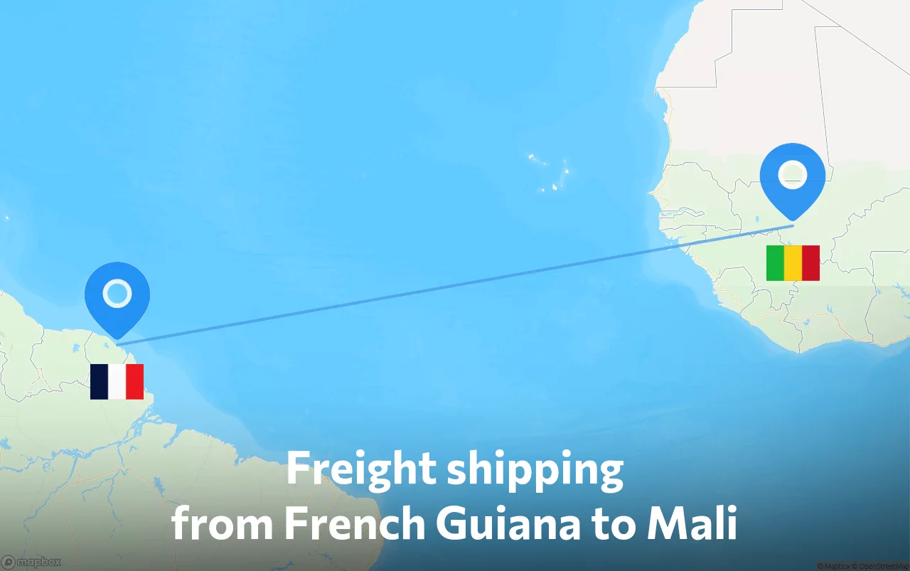 Shipping route from French Guiana to Mali