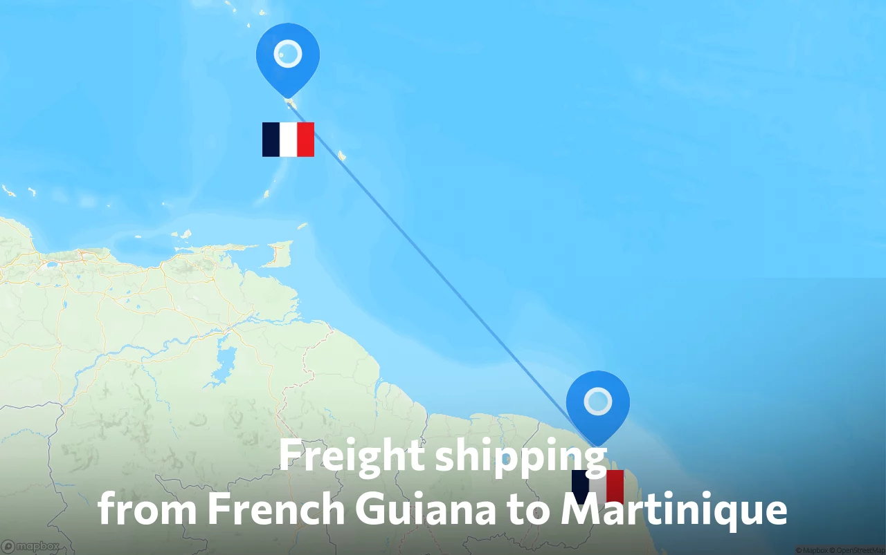 Shipping route from French Guiana to Martinique
