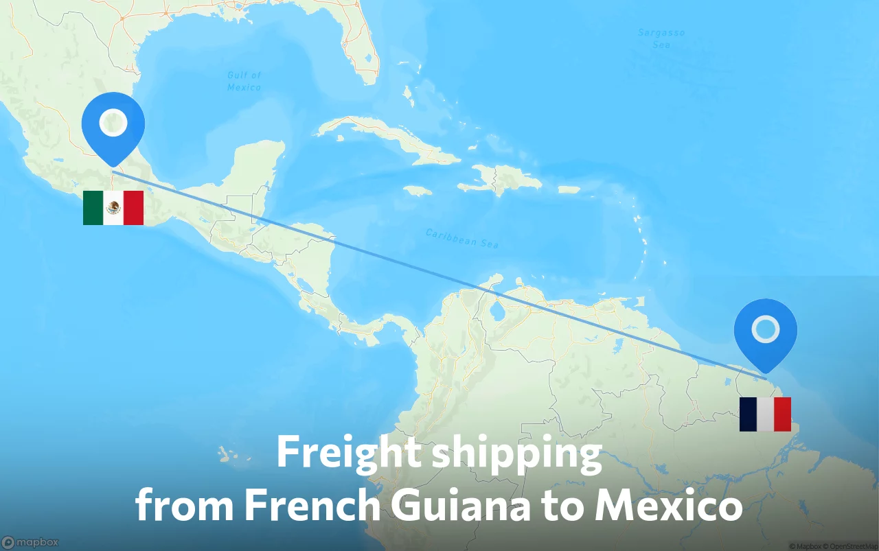 Shipping route from French Guiana to Mexico