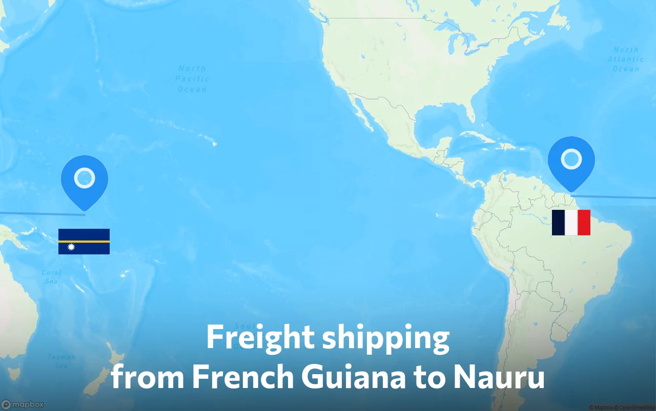 Shipping route from French Guiana to Nauru