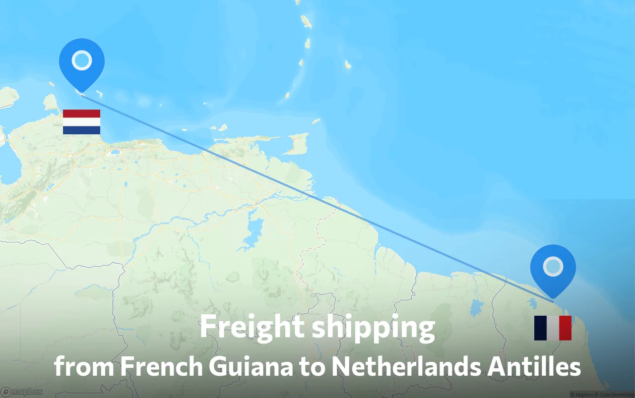 Shipping route from French Guiana to Netherlands Antilles