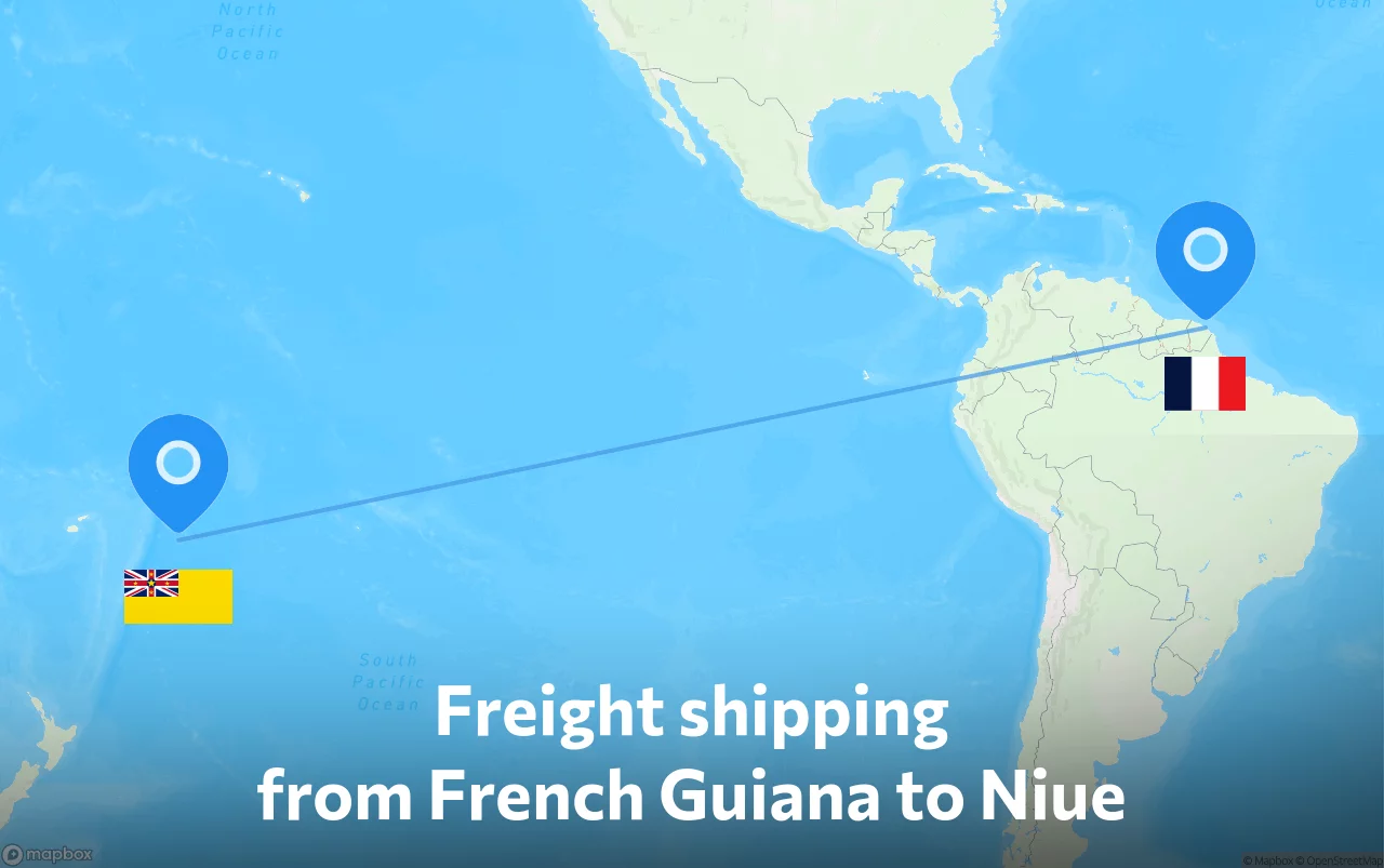 Shipping route from French Guiana to Niue