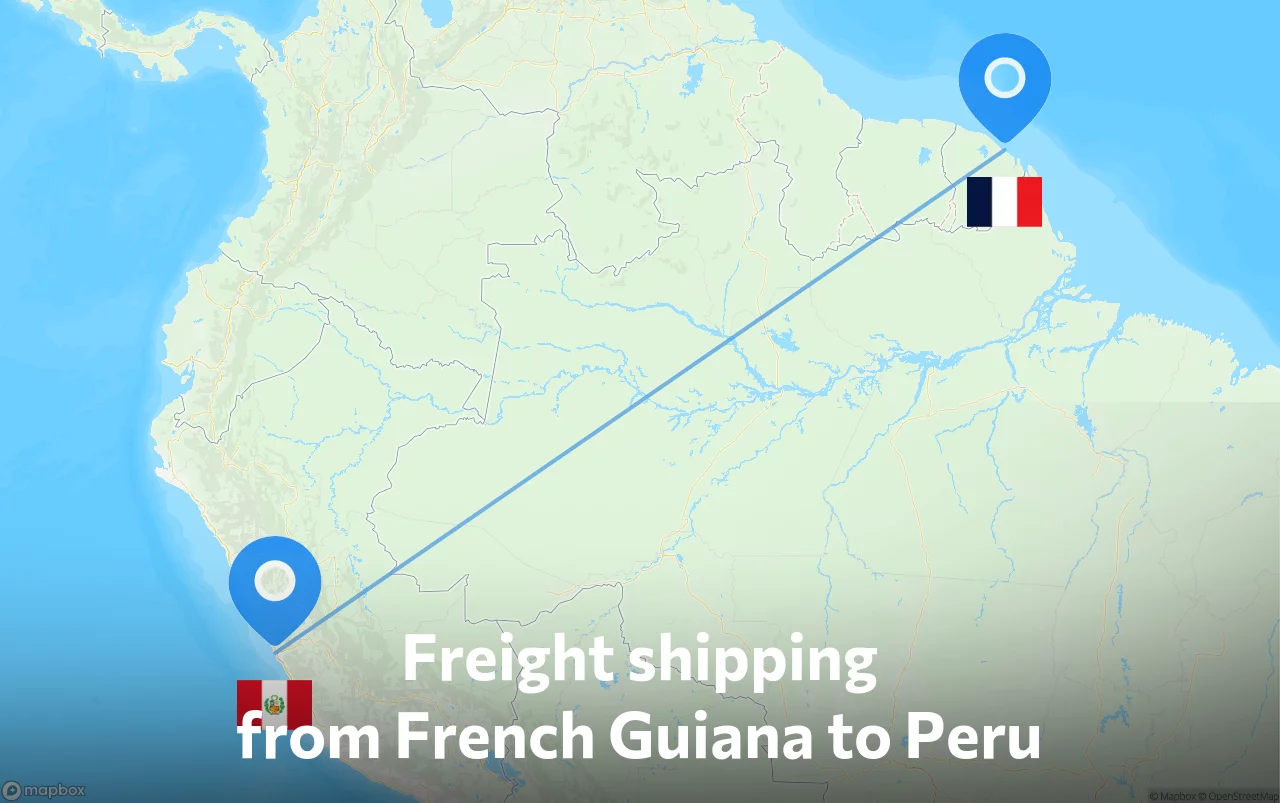 Shipping route from French Guiana to Peru
