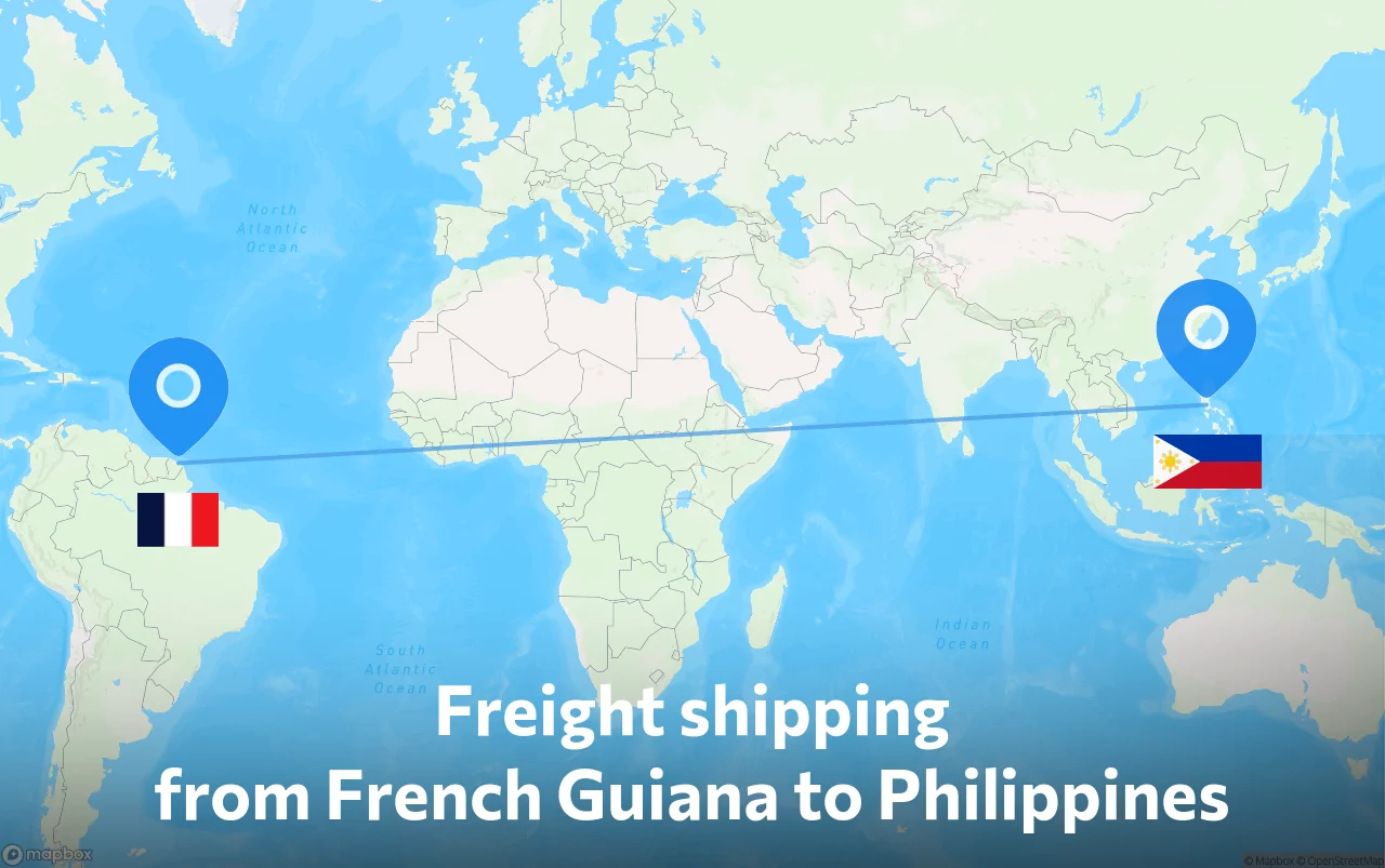 Shipping route from French Guiana to Philippines