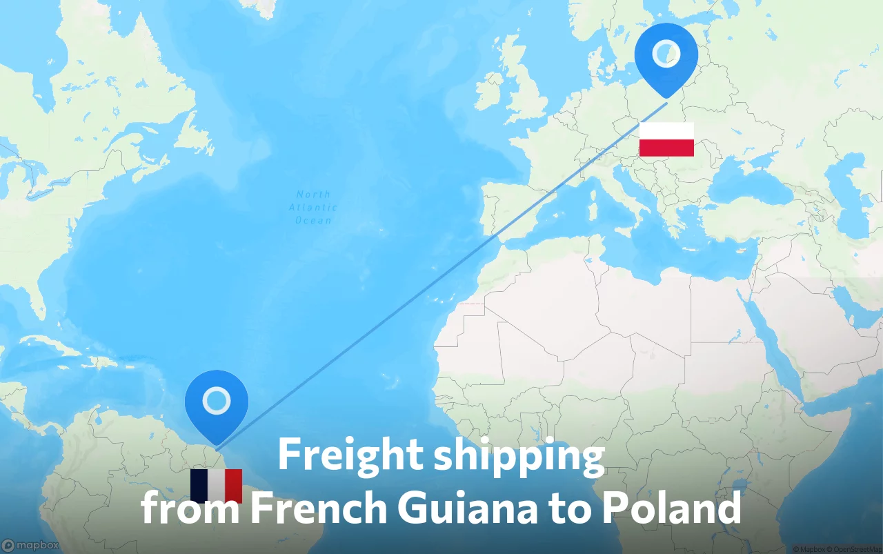 Shipping route from French Guiana to Poland