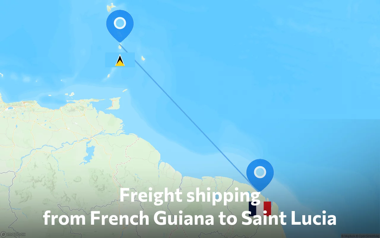 Shipping route from French Guiana to Saint Lucia
