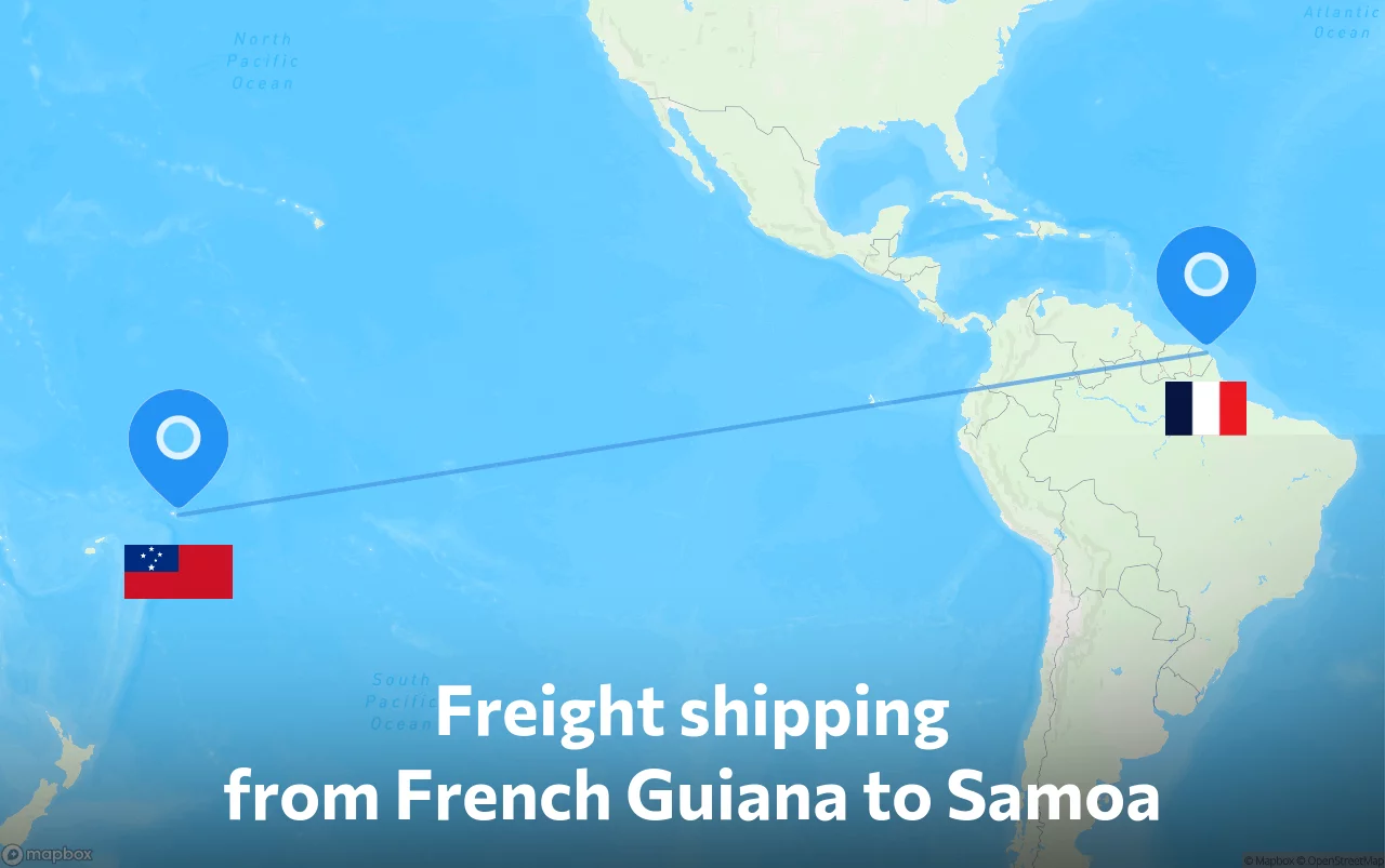 Shipping route from French Guiana to Samoa