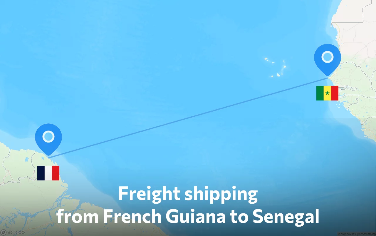 Shipping route from French Guiana to Senegal