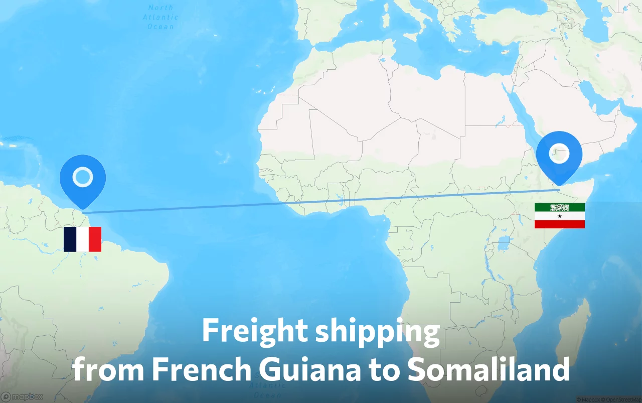 Shipping route from French Guiana to Somaliland