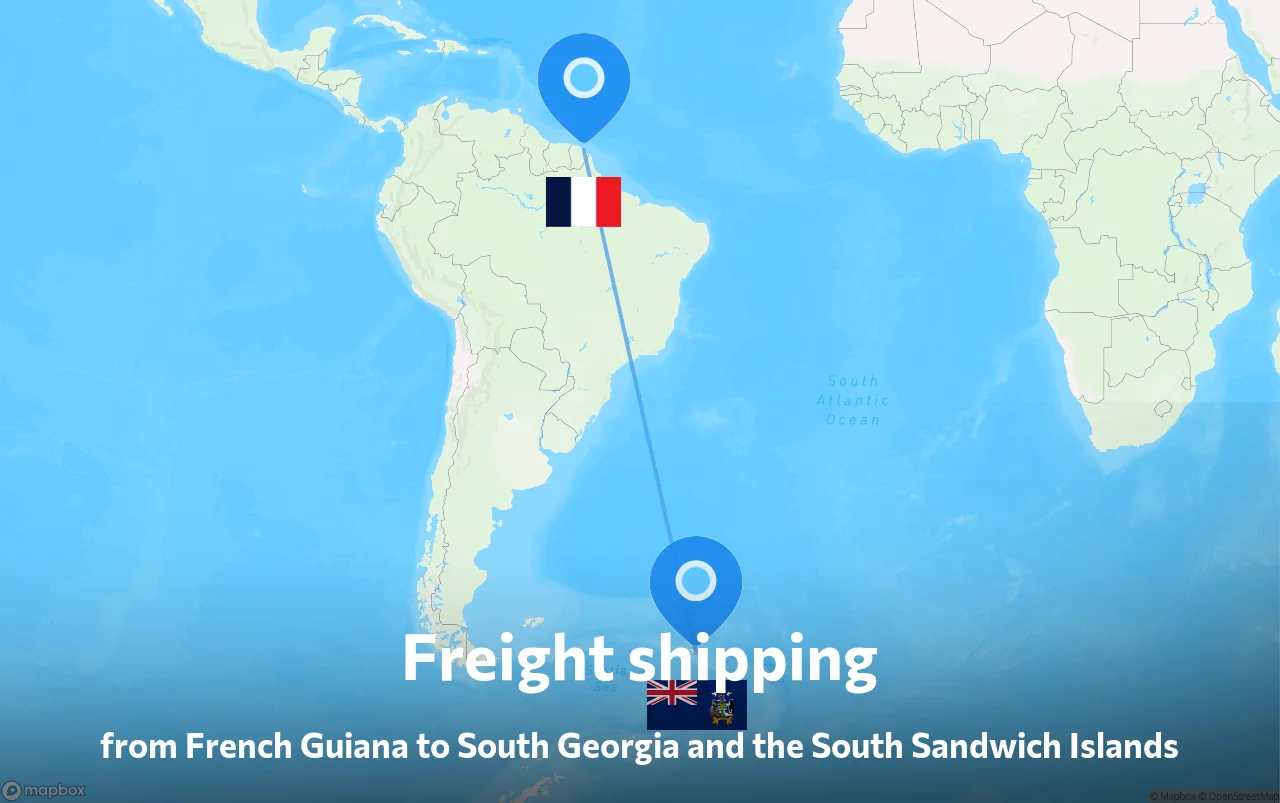 Shipping route from French Guiana to South Georgia and the South Sandwich Islands