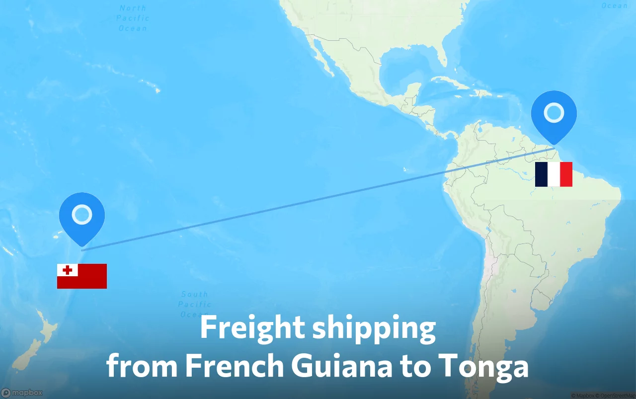 Shipping route from French Guiana to Tonga