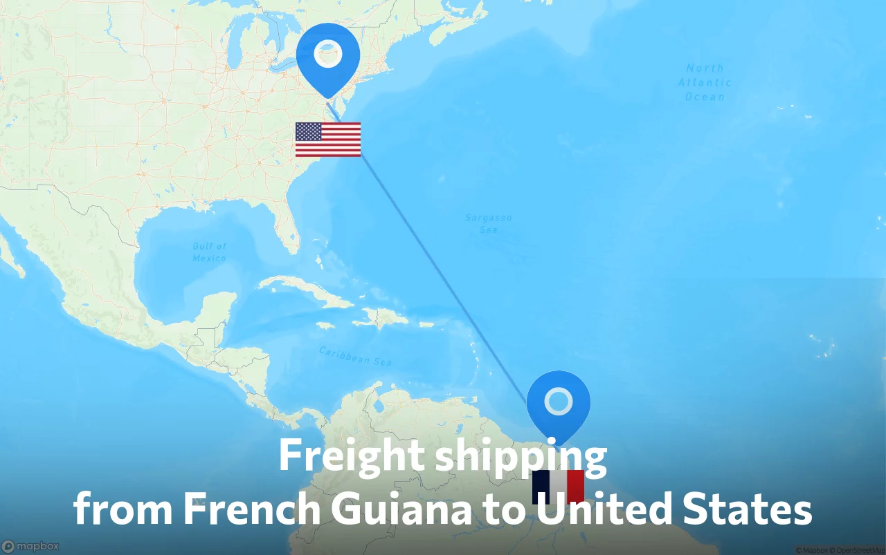 Shipping route from French Guiana to United States