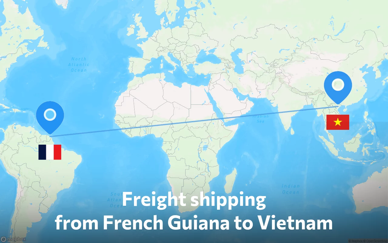 Shipping route from French Guiana to Vietnam