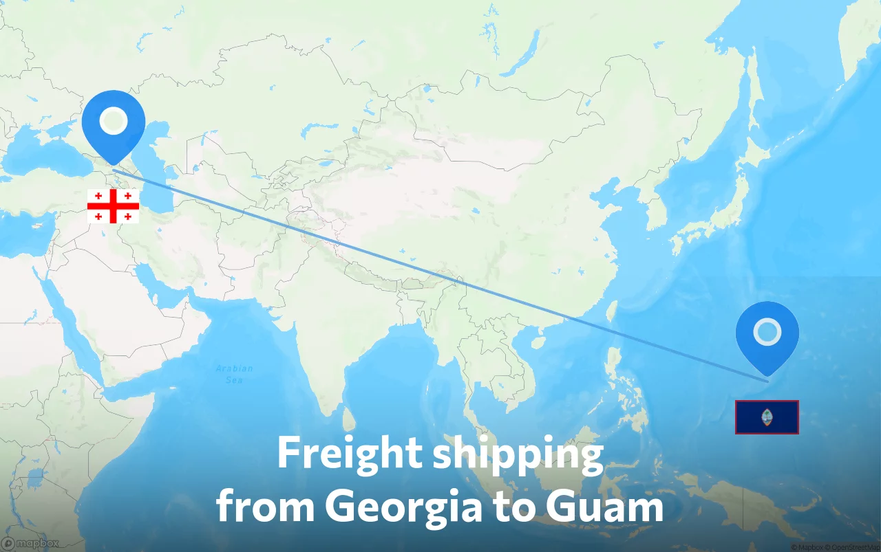 Shipping route from Georgia to Guam