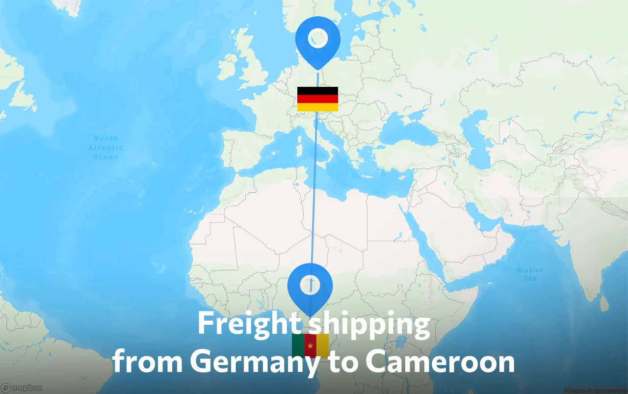 Shipping route from Germany to Cameroon
