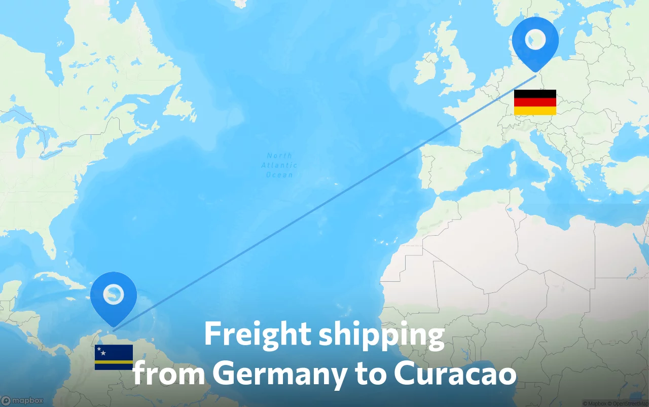 Shipping route from Germany to Curacao