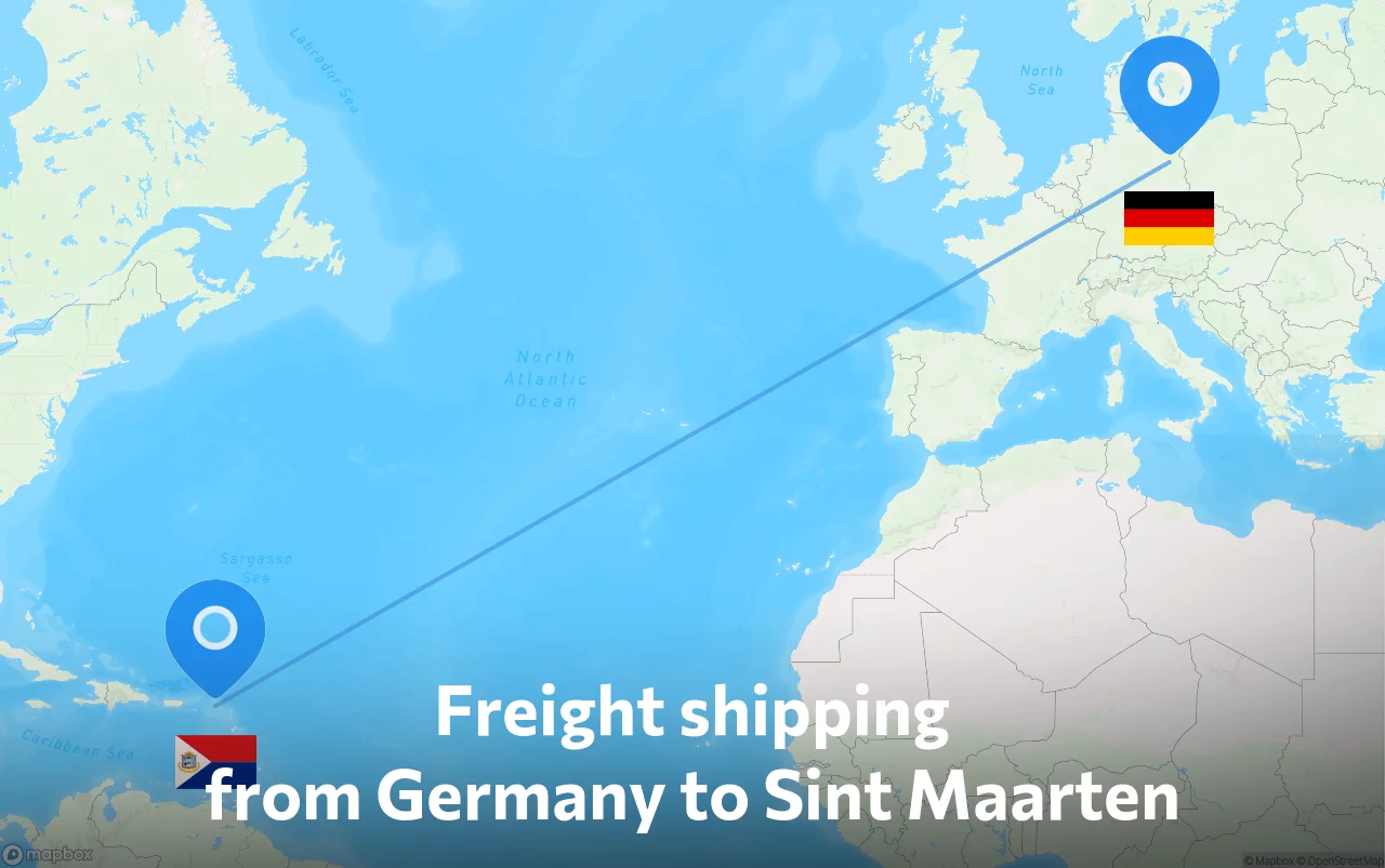 Shipping route from Germany to Sint Maarten