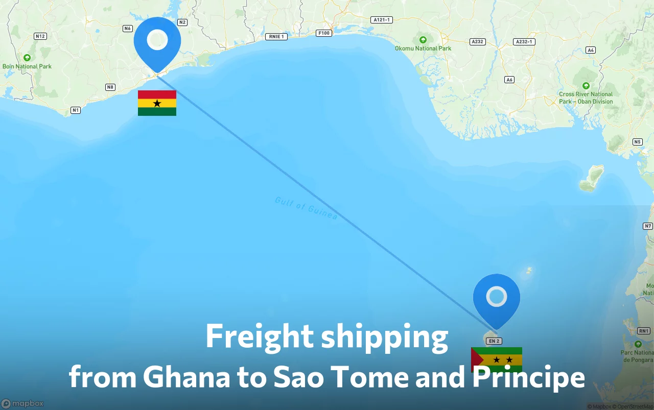 Shipping route from Ghana to Sao Tome and Principe