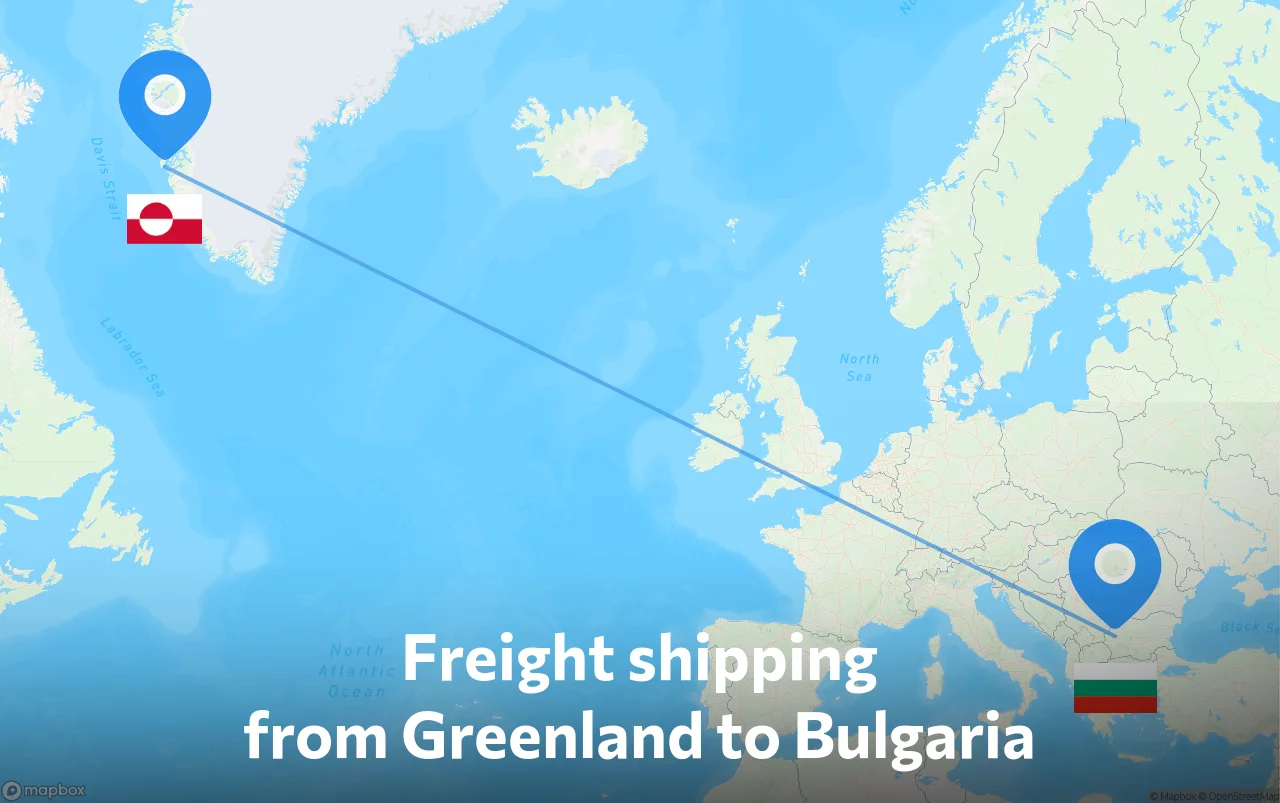 Shipping route from Greenland to Bulgaria