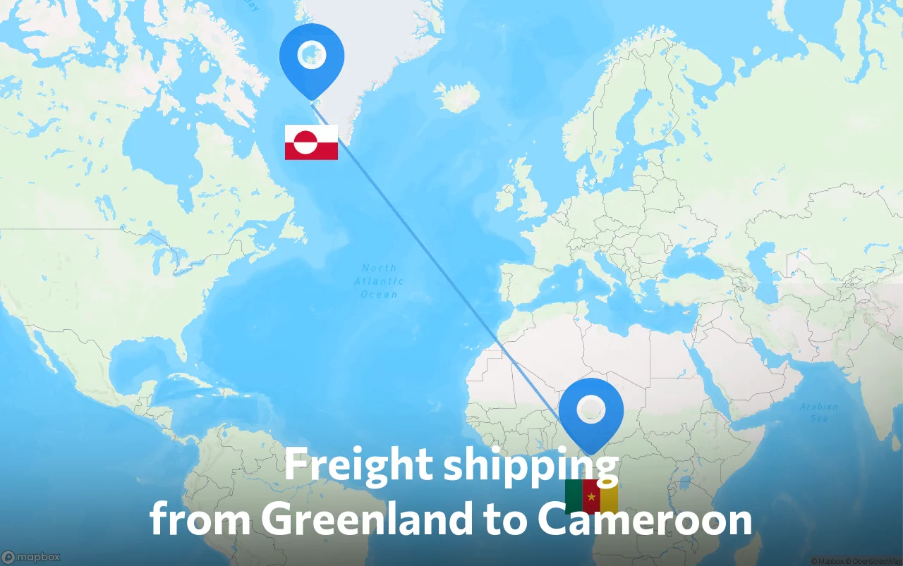 Shipping route from Greenland to Cameroon