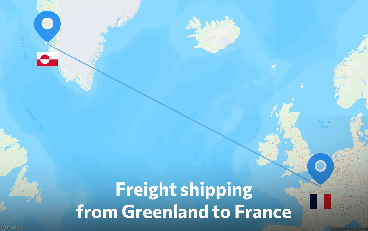 Shipping route from Greenland to France