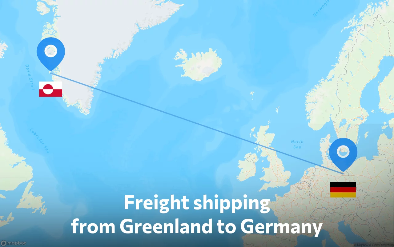 Shipping route from Greenland to Germany