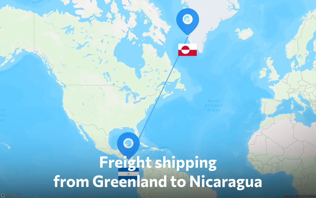 Shipping route from Greenland to Nicaragua