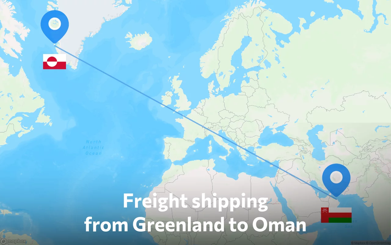 Shipping route from Greenland to Oman