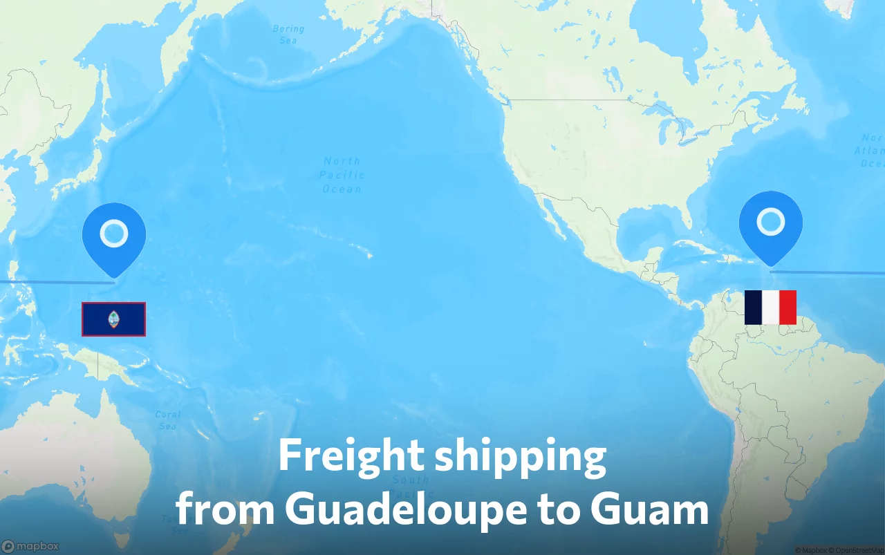 Shipping route from Guadeloupe to Guam