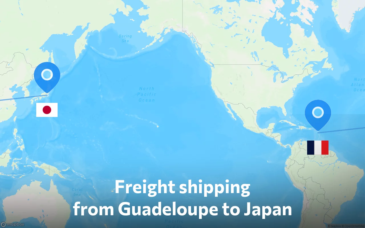 Shipping route from Guadeloupe to Japan