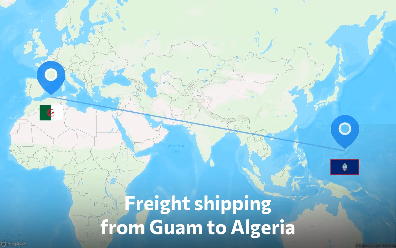 Shipping route from Guam to Algeria