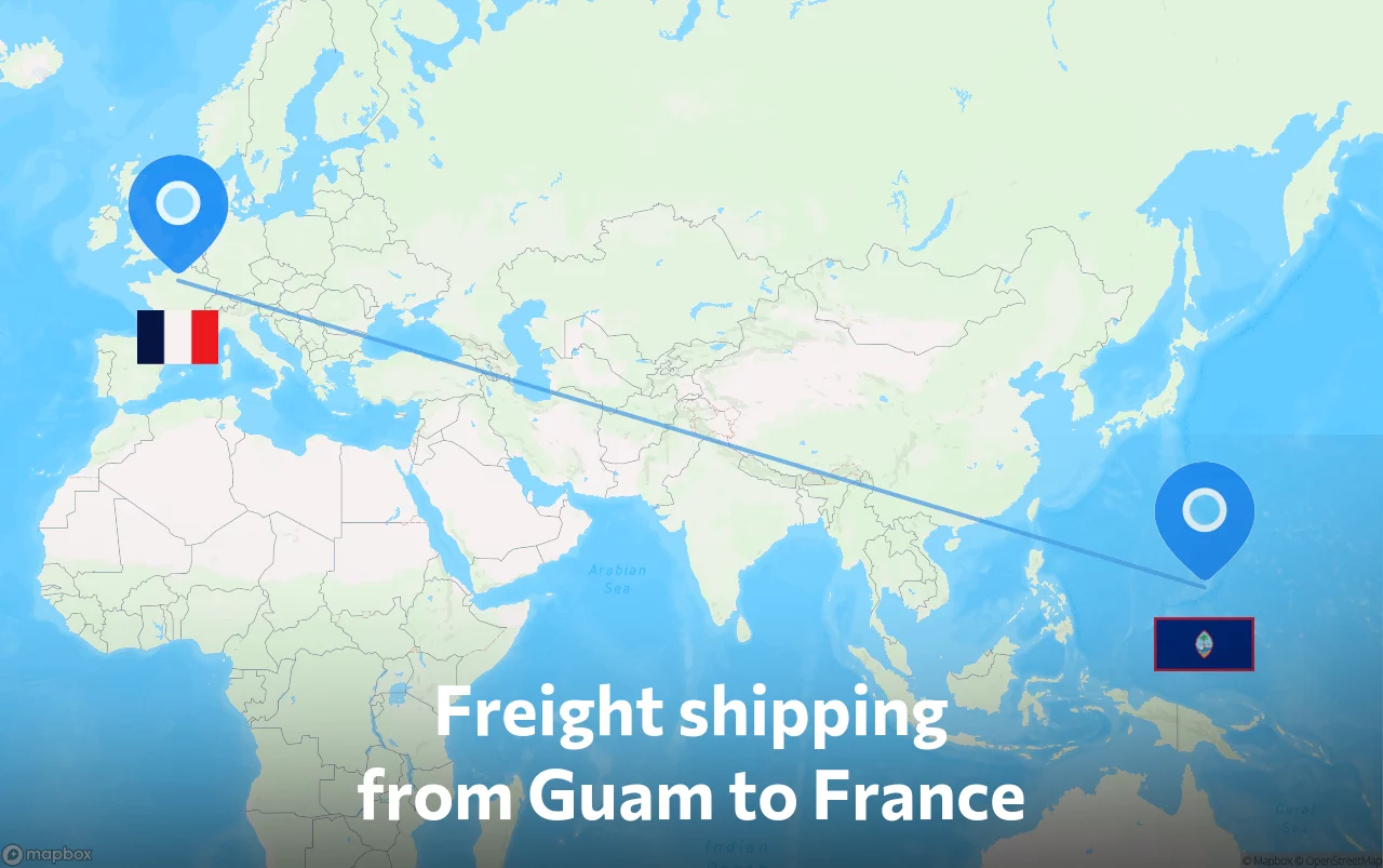 Shipping route from Guam to France