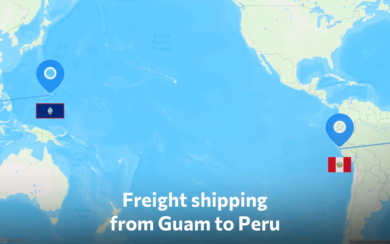 Shipping route from Guam to Peru