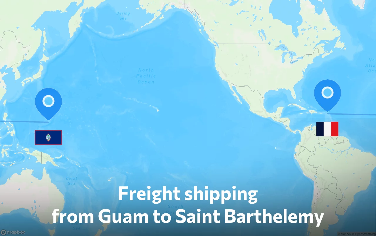 Shipping route from Guam to Saint Barthelemy